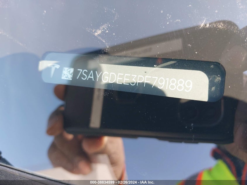 VIN 7SAYGDEE3PF791889 2023 TESLA MODEL Y