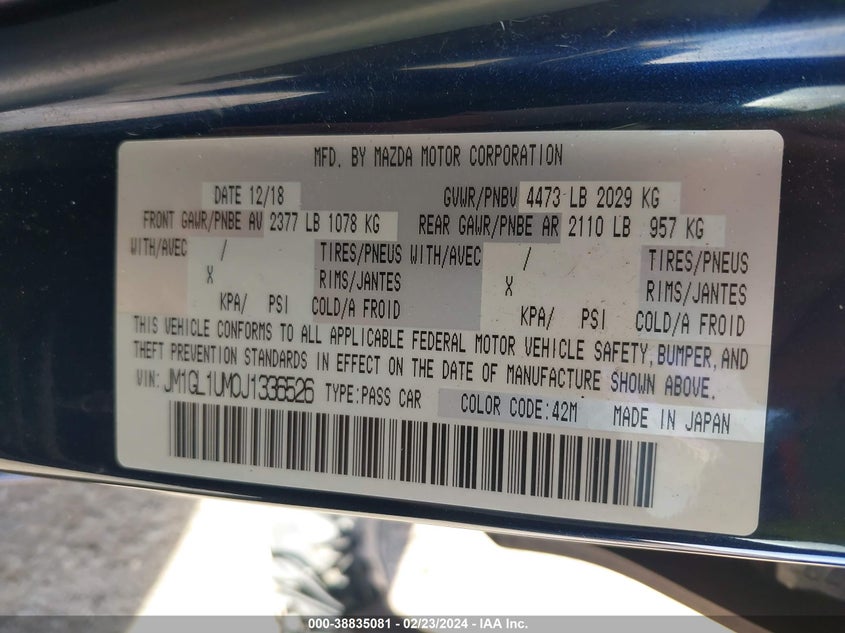 2018 MAZDA MAZDA6 SPORT - JM1GL1UM0J1336526