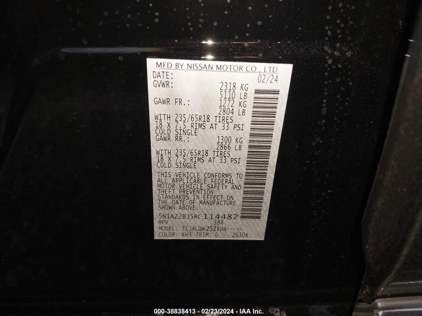 2024 NISSAN MURANO SV FWD - 5N1AZ2BJ5RC114482