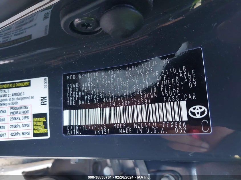 2024 TOYOTA COROLLA SE/NIGHT SHADE - 5YFS4MCE8RP175594