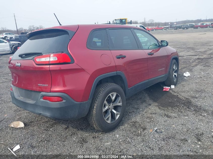 2014 Jeep Cherokee Sport VIN: 1C4PJMAB0EW165831 Lot: 38839598