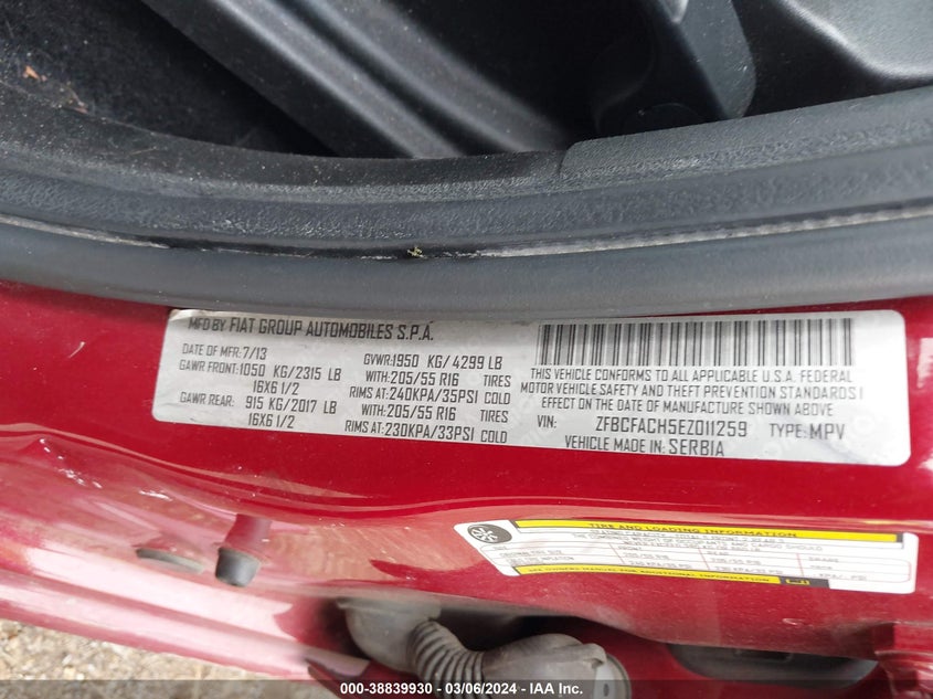 2014 FIAT 500L - ZFBCFATH5EZ011259