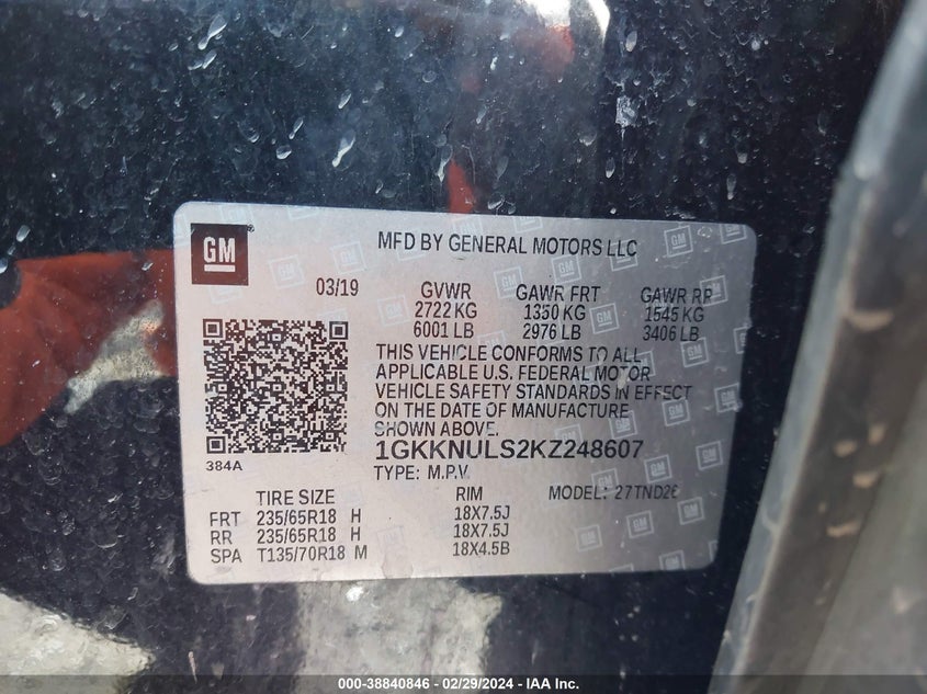 2019 GMC ACADIA SLT-1 - 1GKKNULS2KZ248607