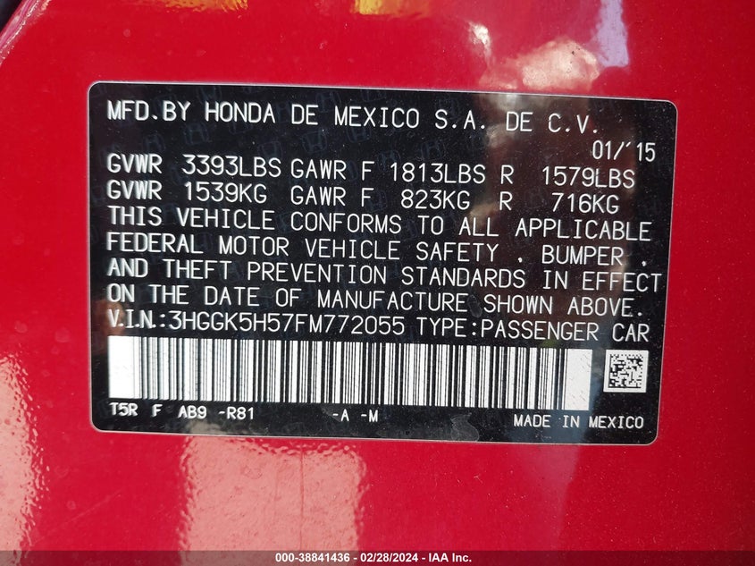 2015 HONDA FIT LX - 3HGGK5H57FM772055