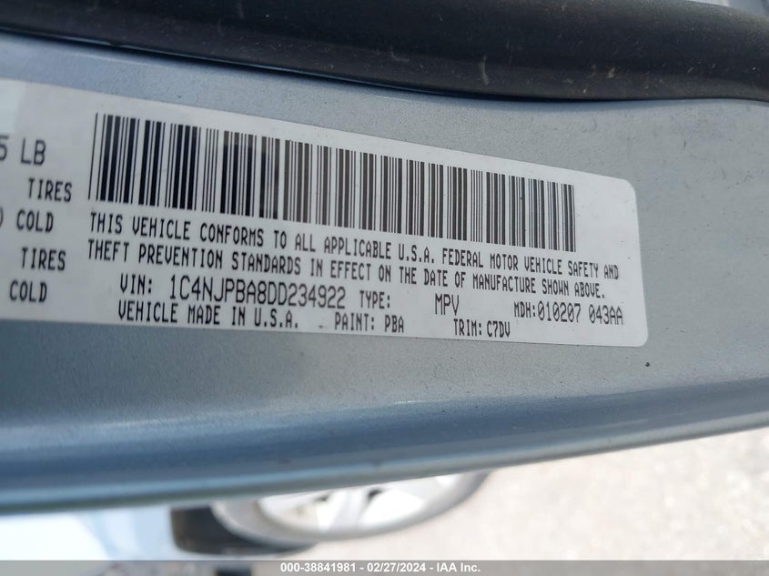 2013 JEEP PATRIOT SPORT - 1C4NJPBA8DD234922