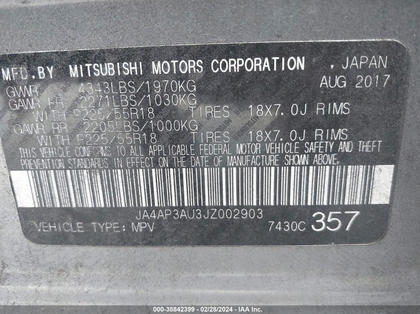 2018 MITSUBISHI OUTLANDER SPORT ES/SE - JA4AP3AU3JZ002903