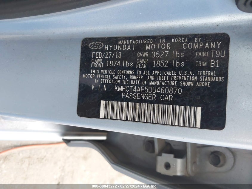 2013 HYUNDAI ACCENT GLS/GS - KMHCT4AE5DU460870