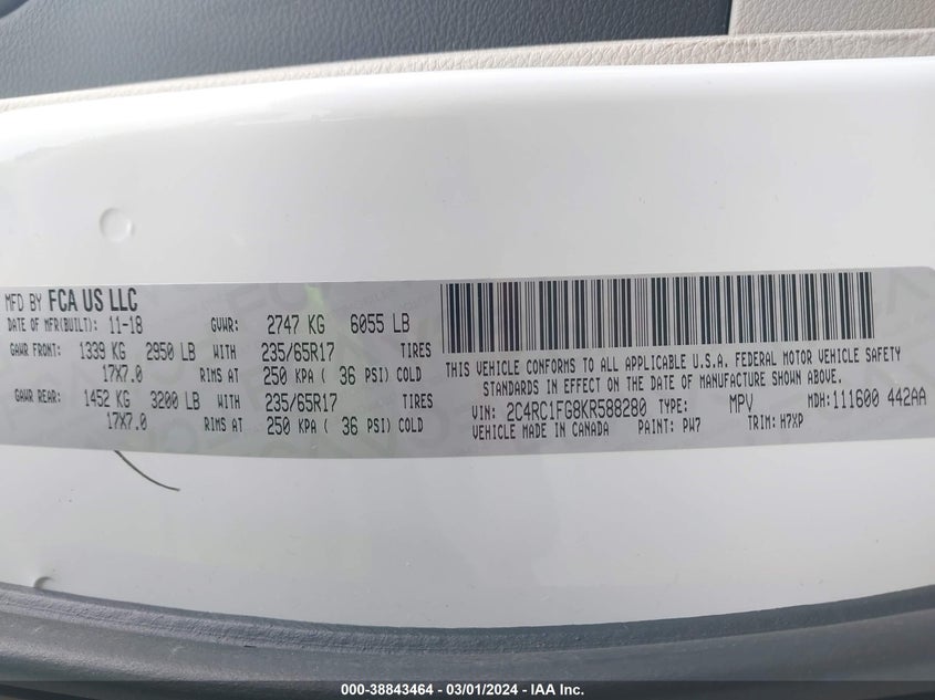 2019 CHRYSLER PACIFICA TOURING PLUS - 2C4RC1FG8KR588280