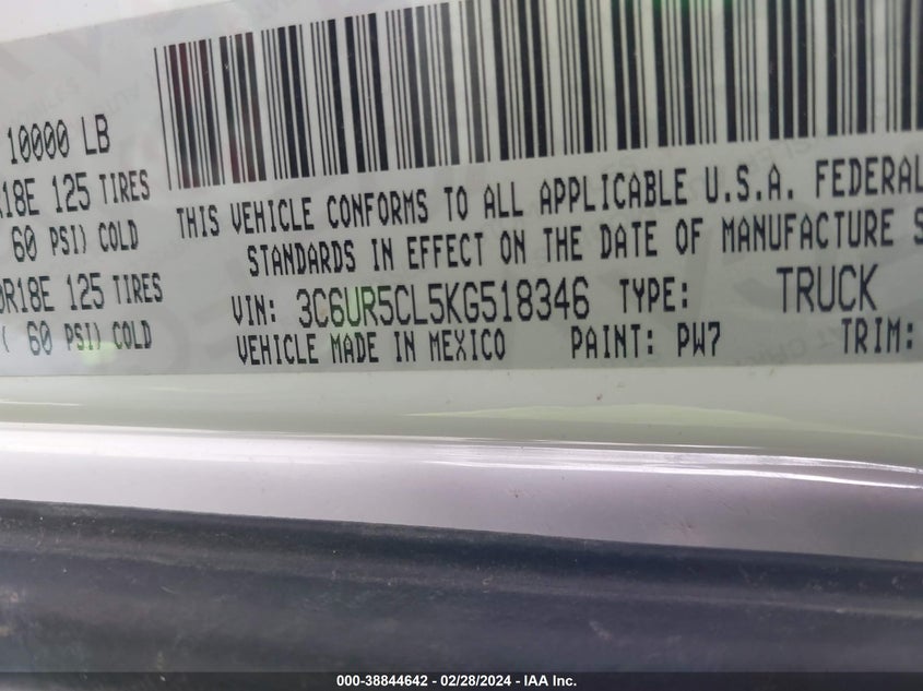 2019 RAM 2500 TRADESMAN - 3C6UR5CL5KG518346