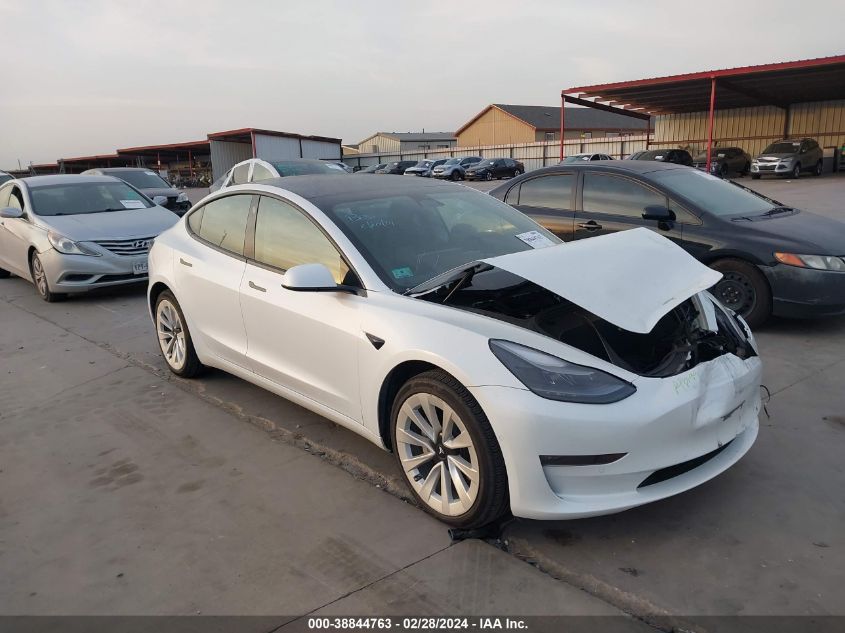 2022 Tesla Model 3 Long Range Dual Motor All-Wheel Drive VIN: 5YJ3E1EB3NF247567 Lot: 38844763