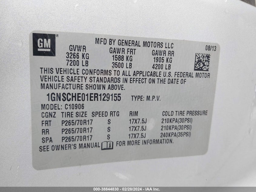 2014 CHEVROLET SUBURBAN 1500 LS - 1GNSCHE01ER129155