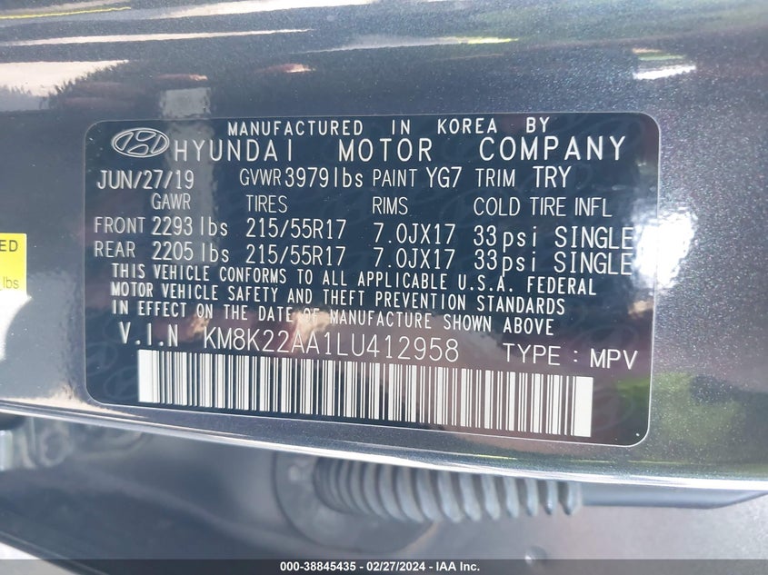 2020 HYUNDAI KONA SEL - KM8K22AA1LU412958