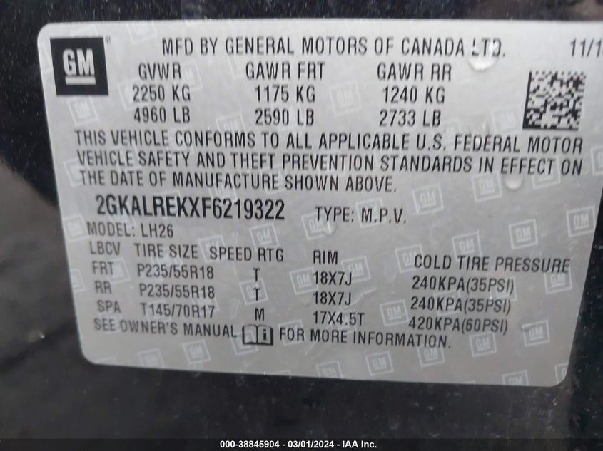 2015 GMC TERRAIN SLE-2 - 2GKALREKXF6219322