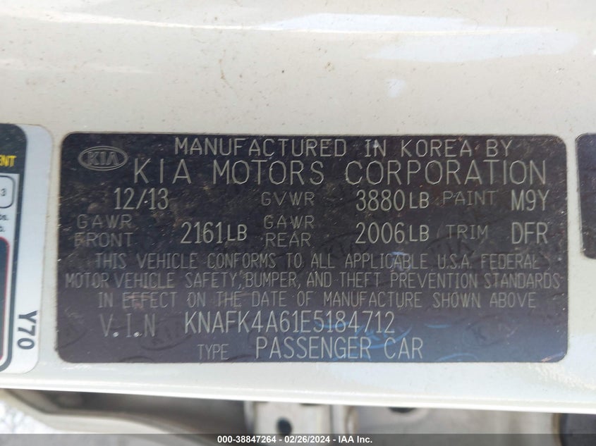 2014 KIA FORTE LX - KNAFK4A61E5184712