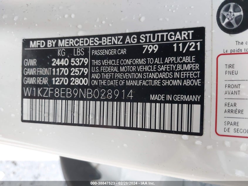 2022 MERCEDES-BENZ E 350 4MATIC - W1KZF8EB9NB028914