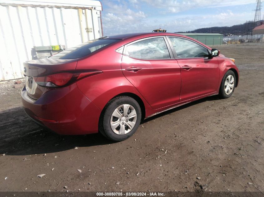 2016 Hyundai Elantra Se VIN: 5NPDH4AE2GH687331 Lot: 38850705