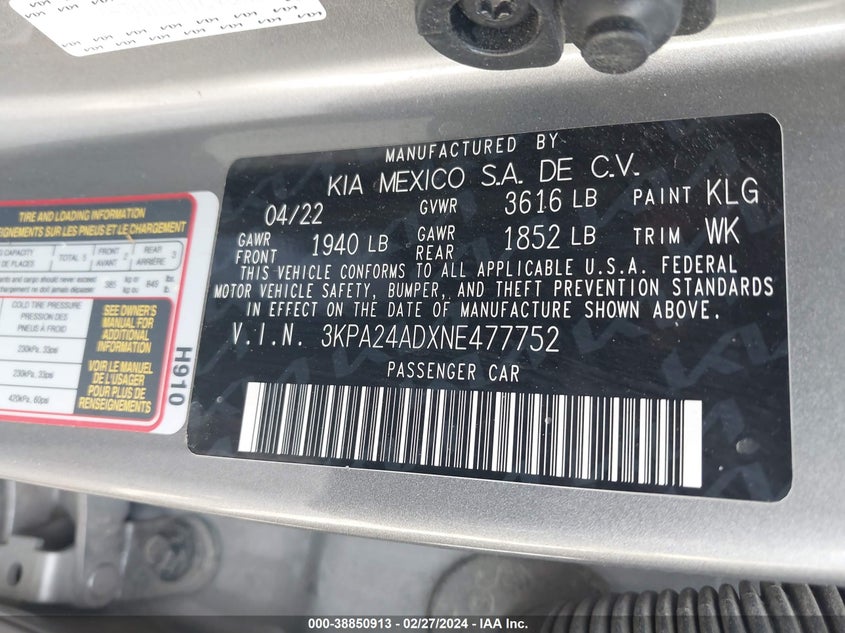 2022 KIA RIO S - 3KPA24ADXNE477752