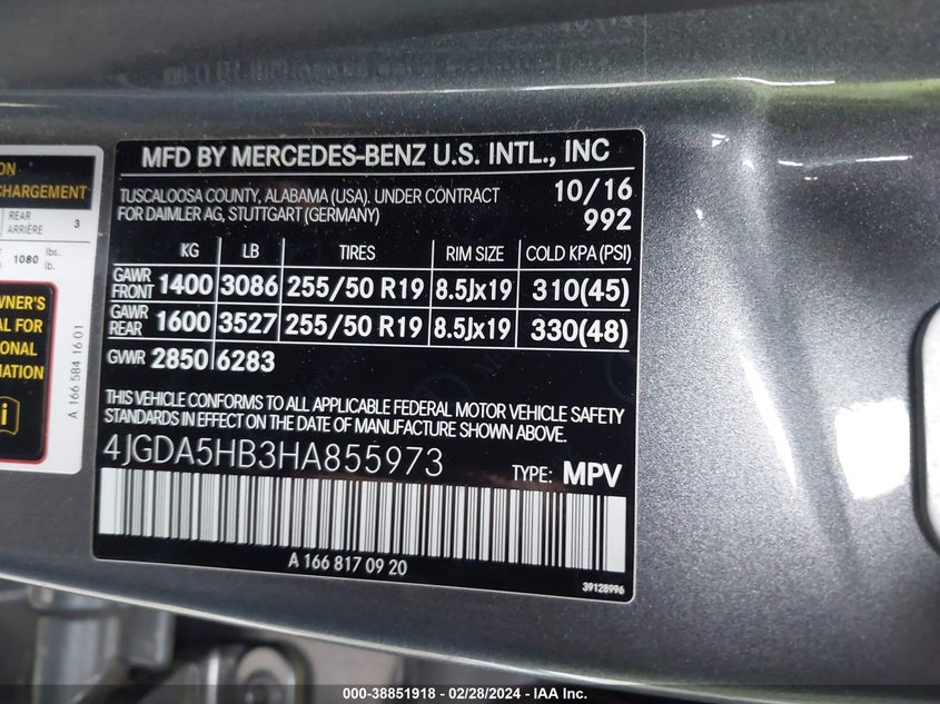 2017 MERCEDES-BENZ GLE 350 4MATIC - 4JGDA5HB3HA855973