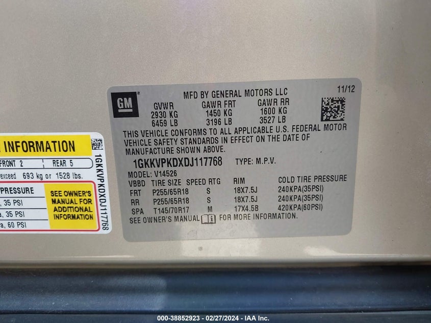 2013 GMC ACADIA SLE-2 - 1GKKVPKDXDJ117768