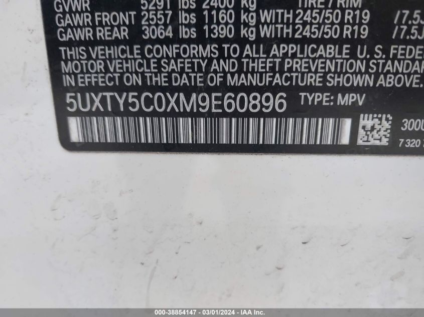 5UXTY5C0XM9E60896 2021 BMW X3 xDrive30I