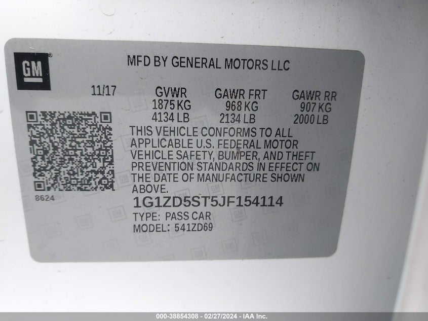 2018 CHEVROLET MALIBU LT - 1G1ZD5ST5JF154114