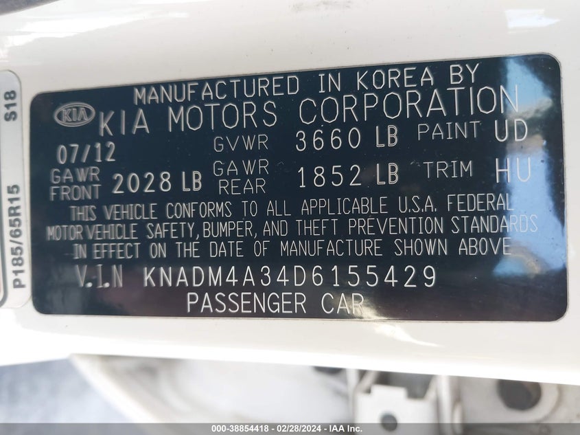 2013 KIA RIO LX - KNADM4A34D6155429