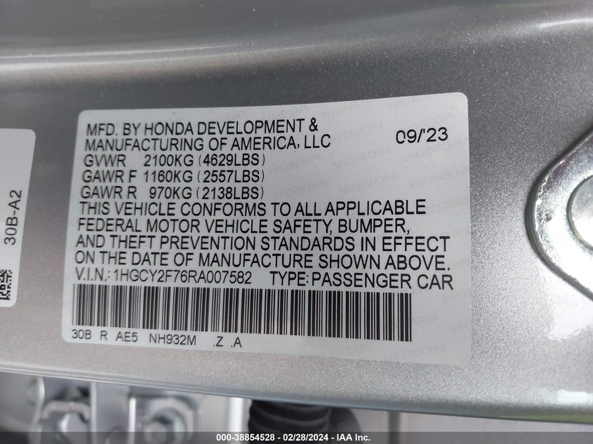 VIN 1HGCY2F76RA007582 2024 HONDA ACCORD HYBRID SPORT-L