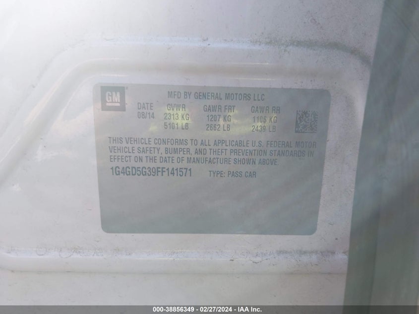 2015 BUICK LACROSSE PREMIUM I - 1G4GD5G39FF141571