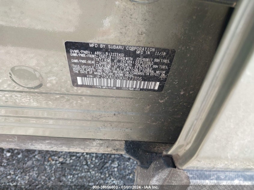 2019 SUBARU FORESTER PREMIUM - JF2SKAGC0KH477705