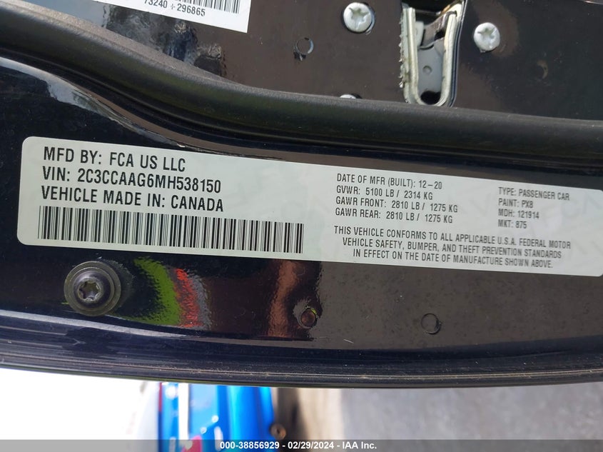 VIN 2C3CCAAG6MH538150 2021 CHRYSLER 300 TOURING