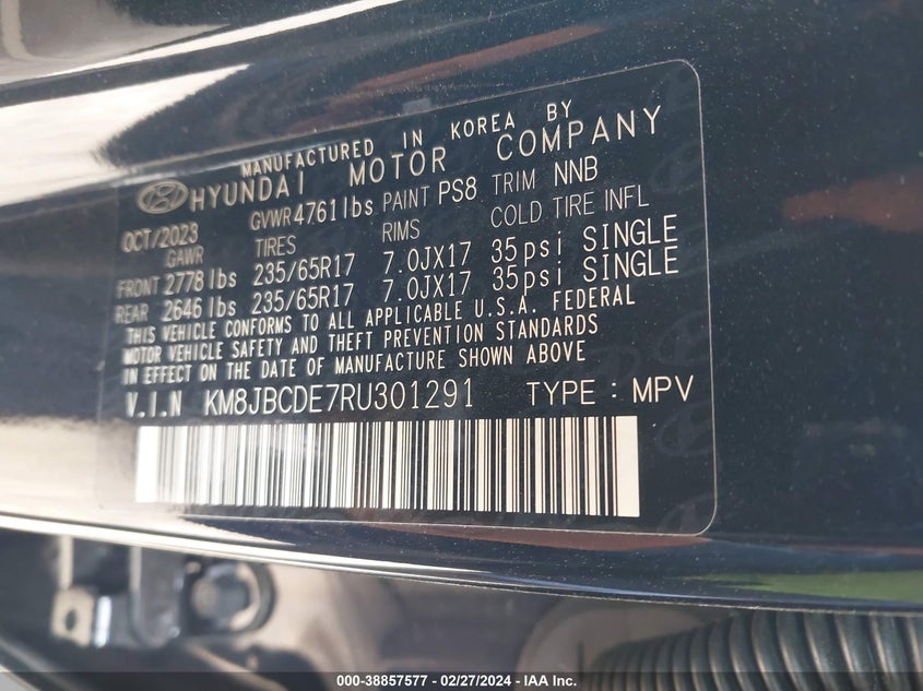 2024 HYUNDAI TUCSON SEL - KM8JBCDE7RU301291