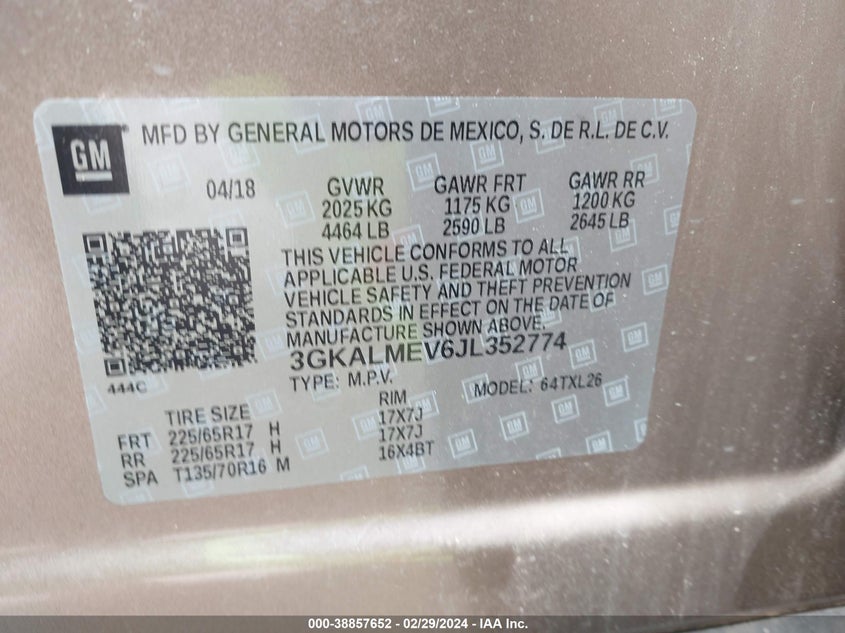 2018 GMC TERRAIN SLE - 3GKALMEV6JL352774