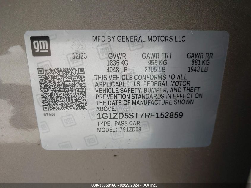 2024 CHEVROLET MALIBU FWD 1LT - 1G1ZD5ST7RF152859