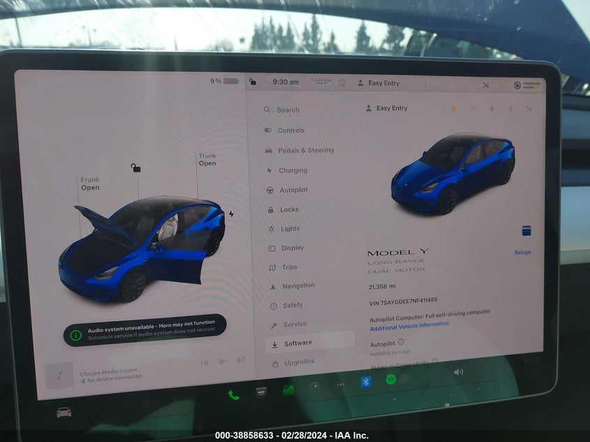 2022 TESLA MODEL Y U   U(VIN: 7SAYGDEE7NF411465