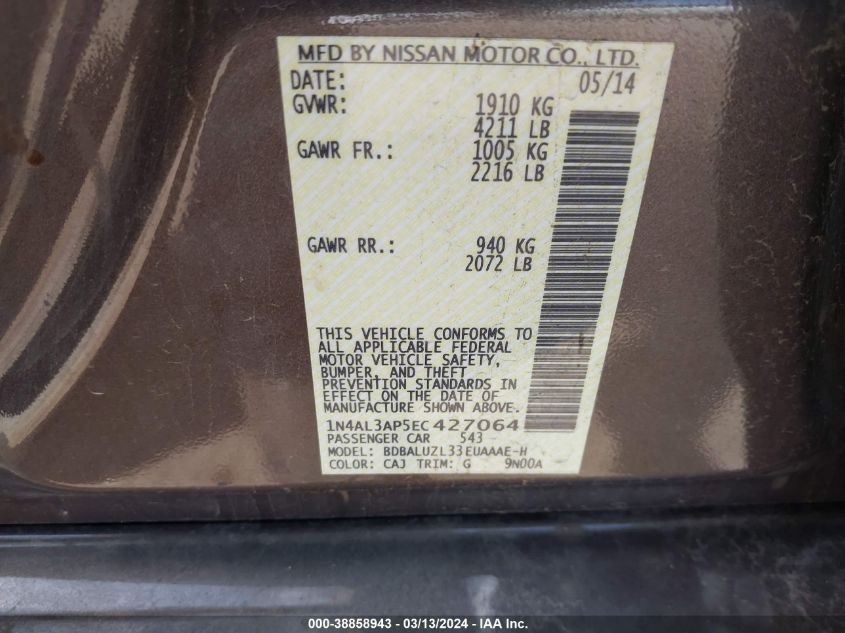 VIN 1N4AL3AP5EC427064 2014 NISSAN ALTIMA no.9