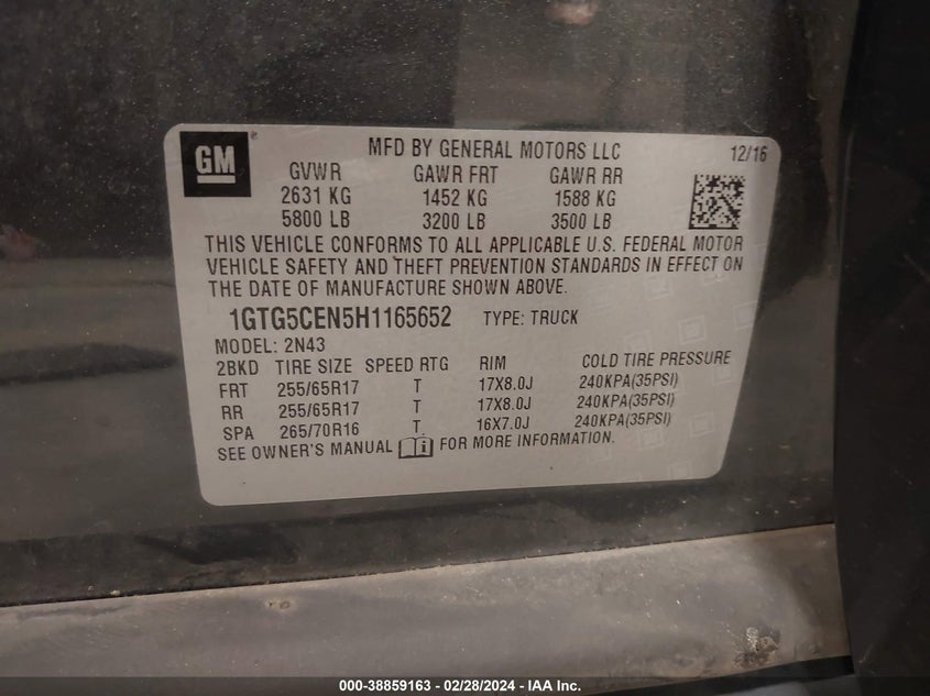 2017 GMC CANYON SLE - 1GTG5CEN5H1165652