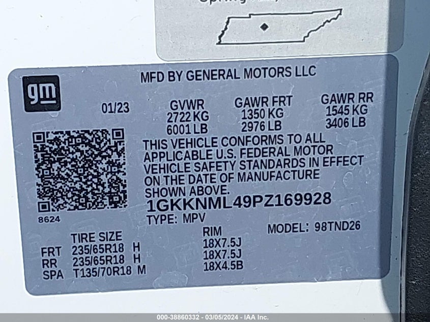 2023 GMC ACADIA SLT - 1GKKNML49PZ169928