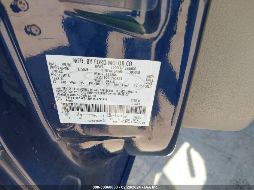 1FTPX14548FA37874 2008 Ford F-150 Fx4/Lariat/Xl/Xlt