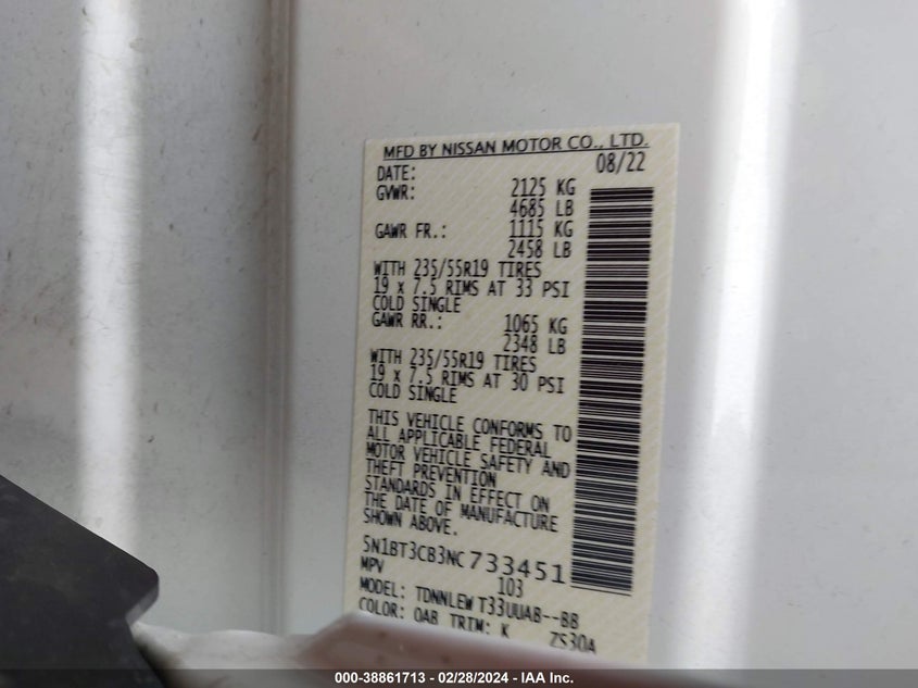 2022 NISSAN ROGUE SL INTELLIGENT AWD - 5N1BT3CB3NC733451