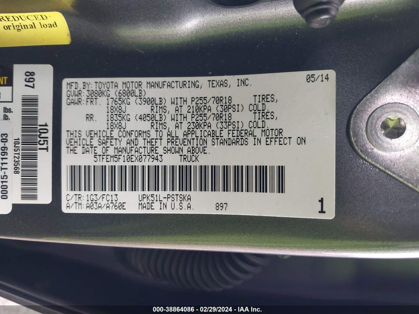 2014 TOYOTA TUNDRA CREWMAX SR5 - 5TFEM5F10EX077943