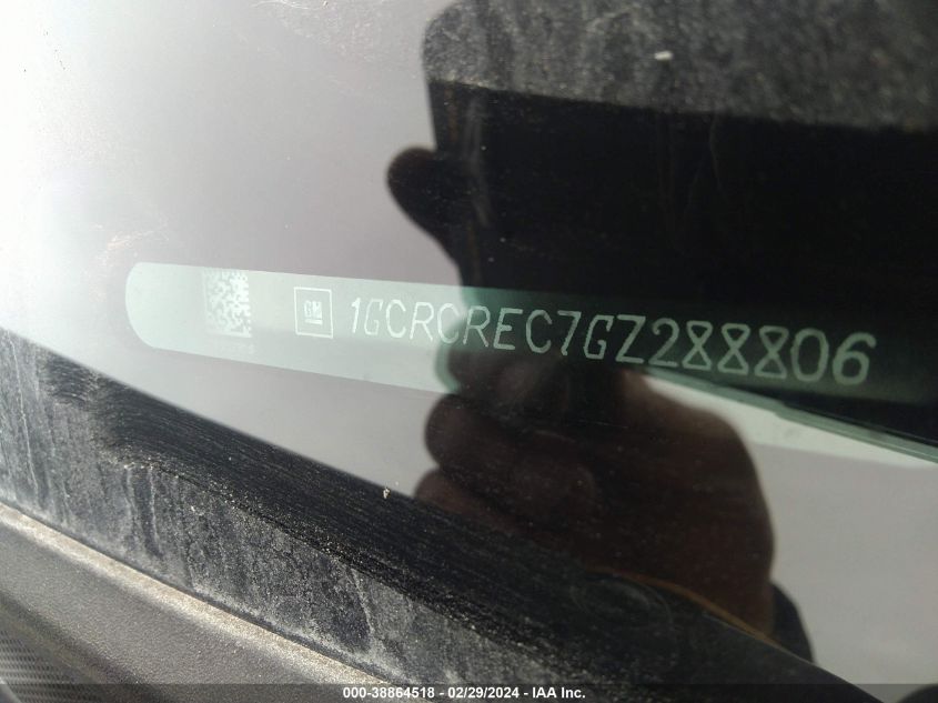 2016 Chevrolet Silverado 1500 1Lt VIN: 1GCRCREC7GZ288806 Lot: 38864518