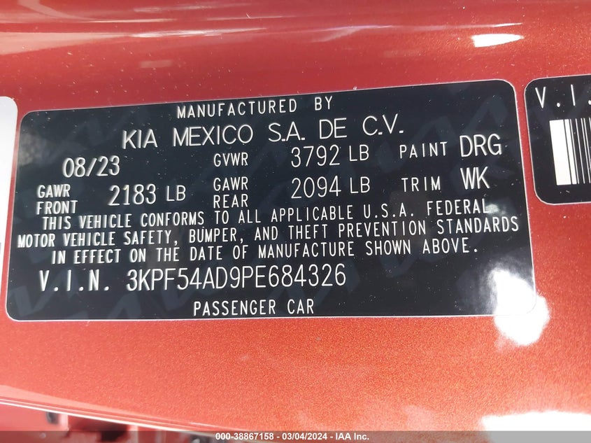 2023 KIA FORTE GT-LINE - 3KPF54AD9PE684326