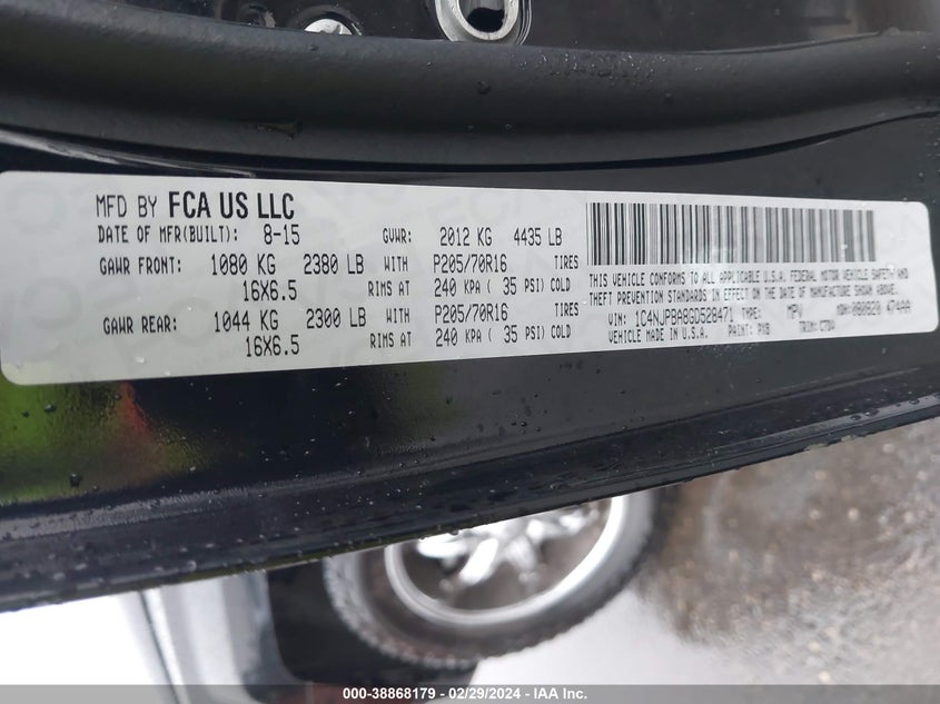 2016 JEEP PATRIOT SPORT - 1C4NJPBA8GD528471