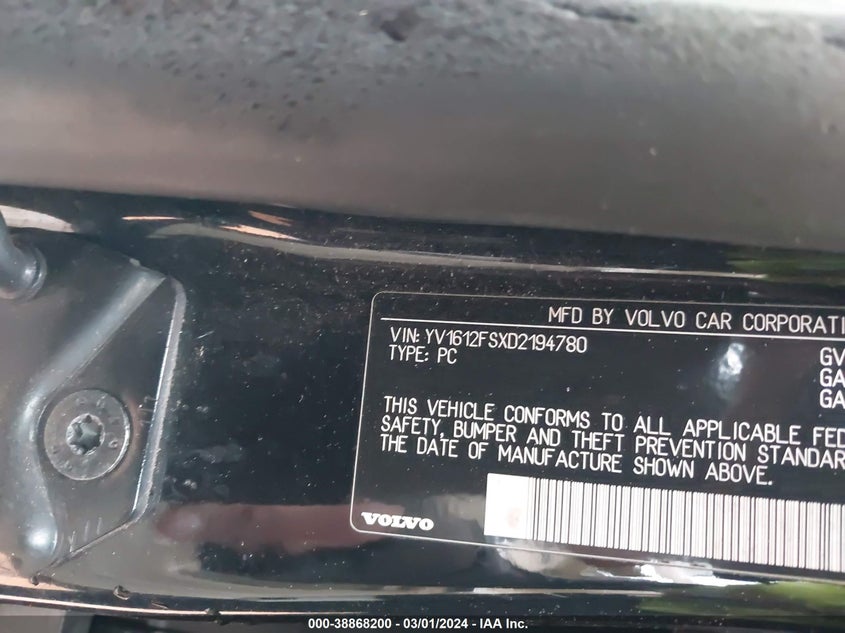 2013 VOLVO S60 T5 - YV1612FSXD2194780