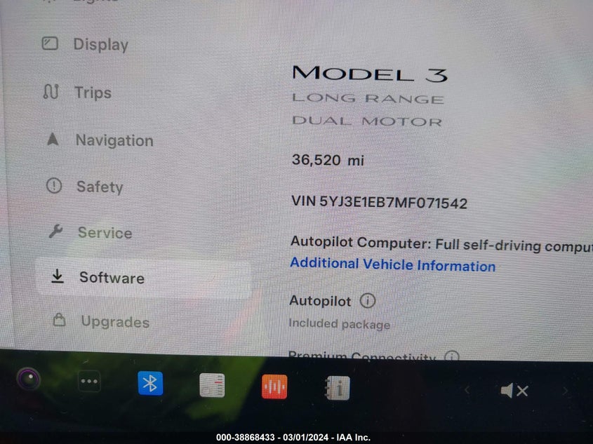 VIN 5YJ3E1EB7MF071542 2021 TESLA MODEL 3