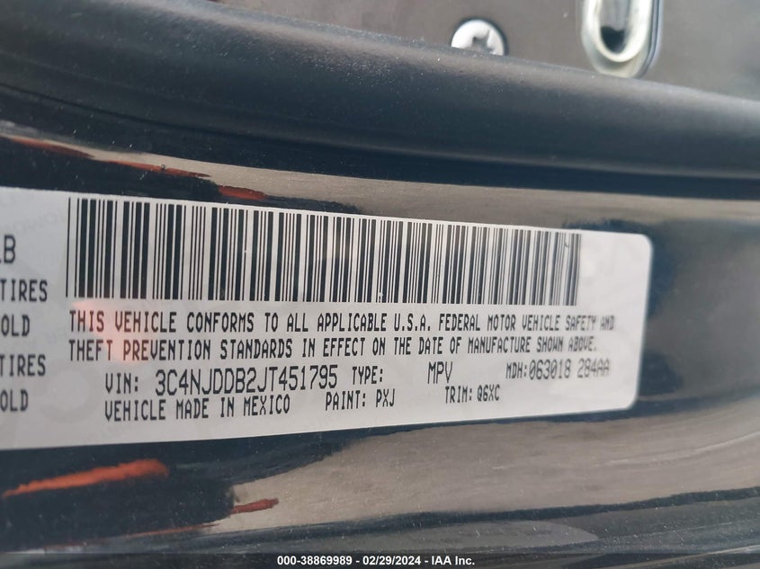 VIN 3C4NJDDB2JT451795 2018 JEEP COMPASS TRAILHAWK 4X4