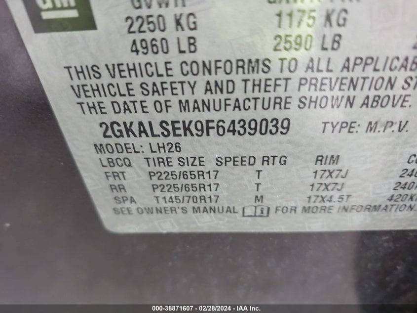 2015 GMC TERRAIN SLT-1 - 2GKALSEK9F6439039