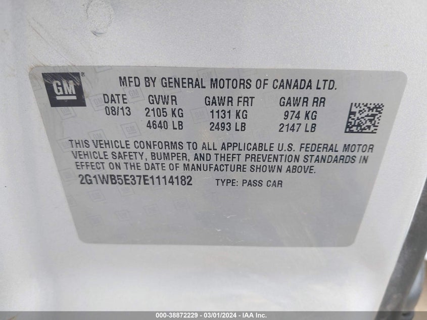 2014 CHEVROLET IMPALA LIMITED LT - 2G1WB5E37E1114182