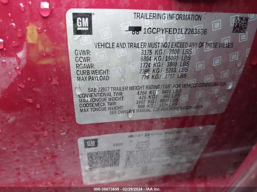 2020 CHEVROLET SILVERADO 1500 4WD  SHORT BED LT TRAIL BOSS - 1GCPYFED1LZ263636