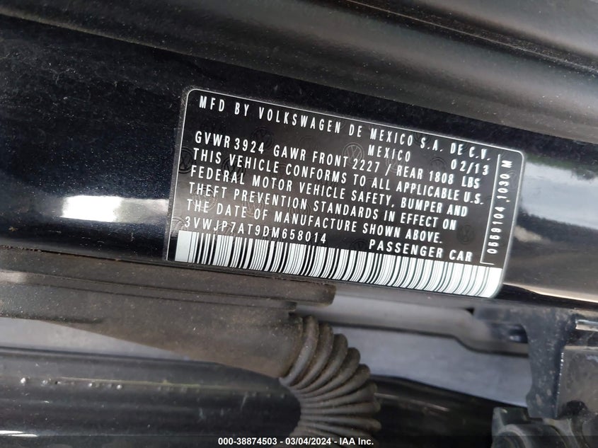 2013 VOLKSWAGEN BEETLE 2.5L FENDER EDITION - 3VWJP7AT9DM658014